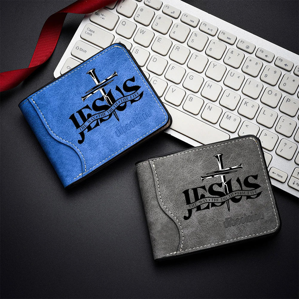 Christliches Portemonnaie – Jesus-Kreuz-Aufdruck & Kartenfächer