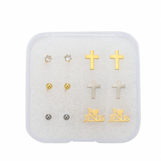 Multi-Piece Religious Stud Earring Set