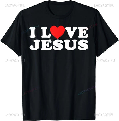 Camiseta de algodão Eu amo Jesus