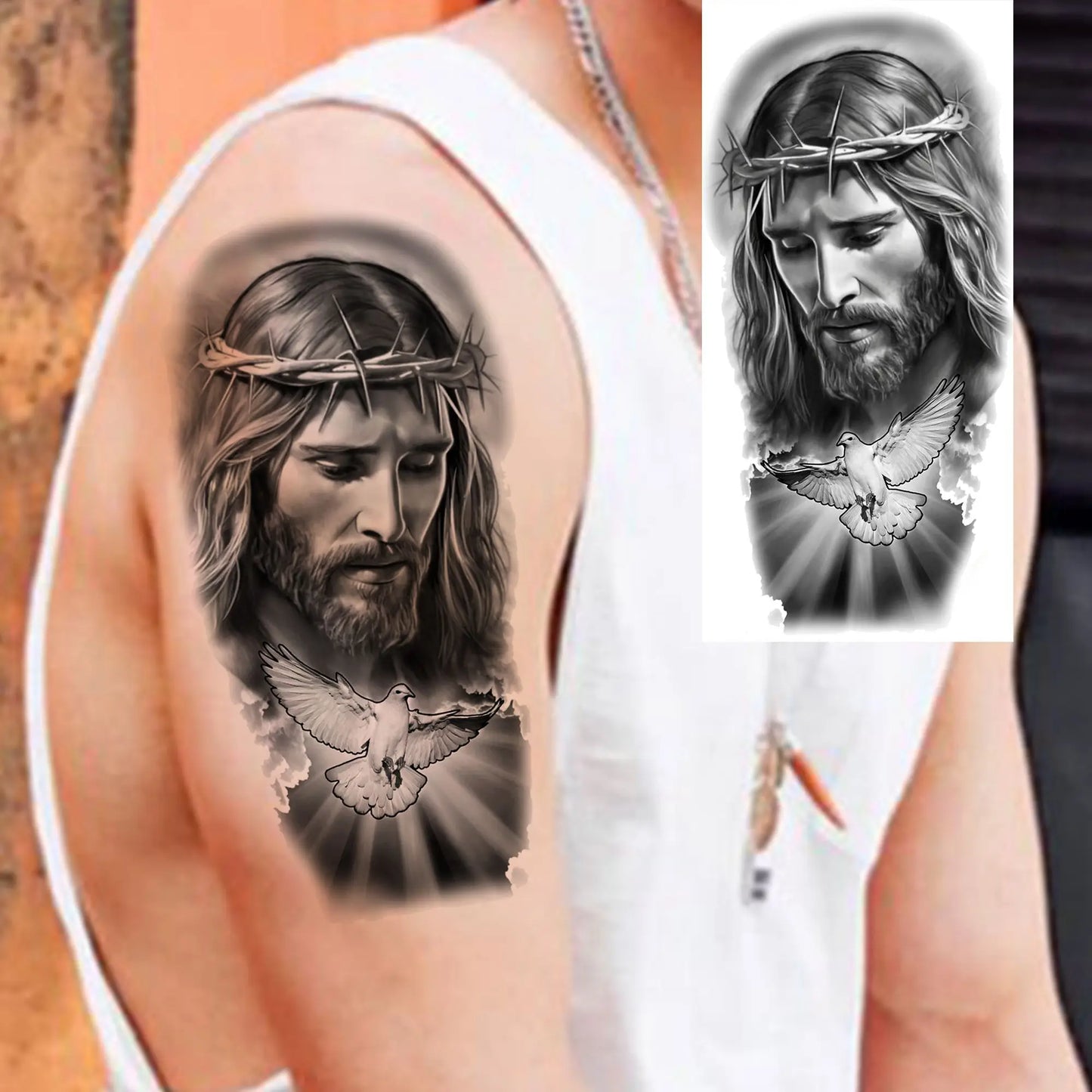 Jesus Fake Tattoo Sleeve Sticker 