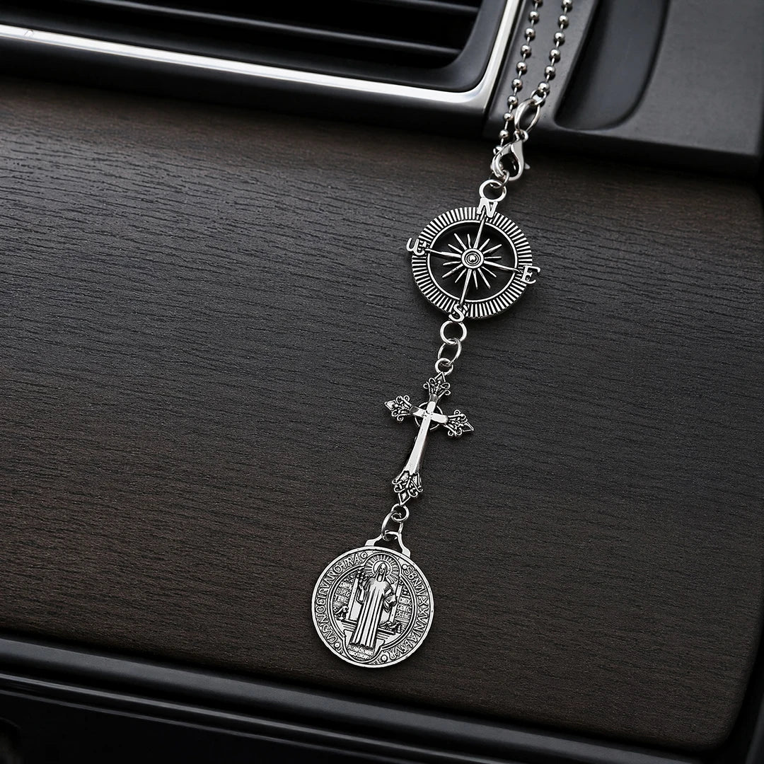 Saint Benedict Car Charm – Cross & Compass Ornament