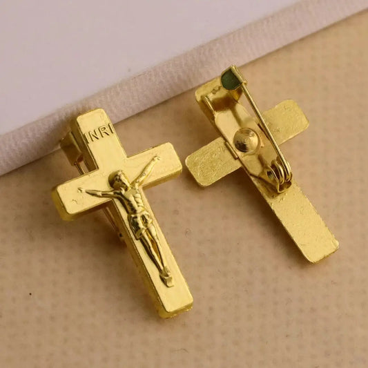 Broche de crucifixo – alfinete de lapela com cruz cristã INRI