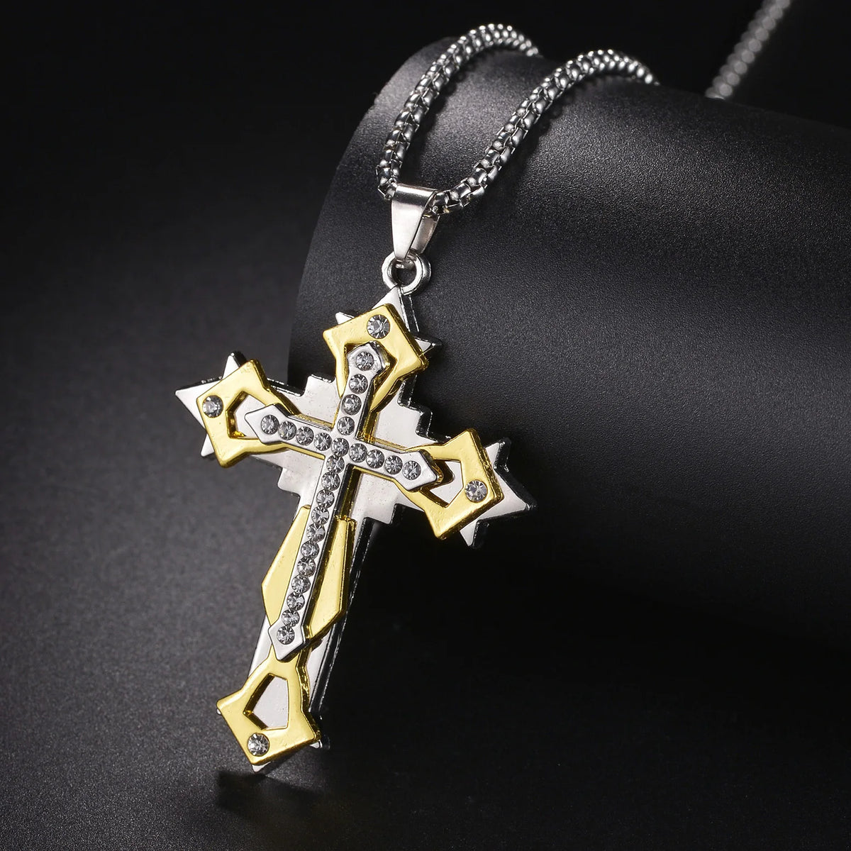 Halskette mit christlichem Kreuzanhänger aus Edelstahl