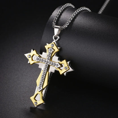 Halskette mit christlichem Kreuzanhänger aus Edelstahl