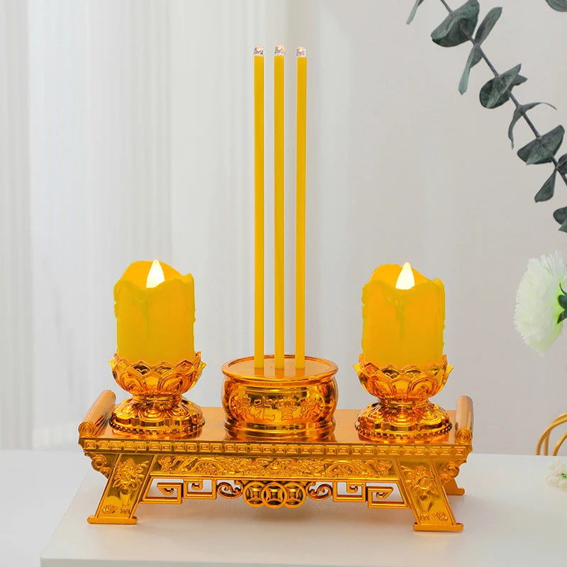 LED Taper Candle Set with Holder