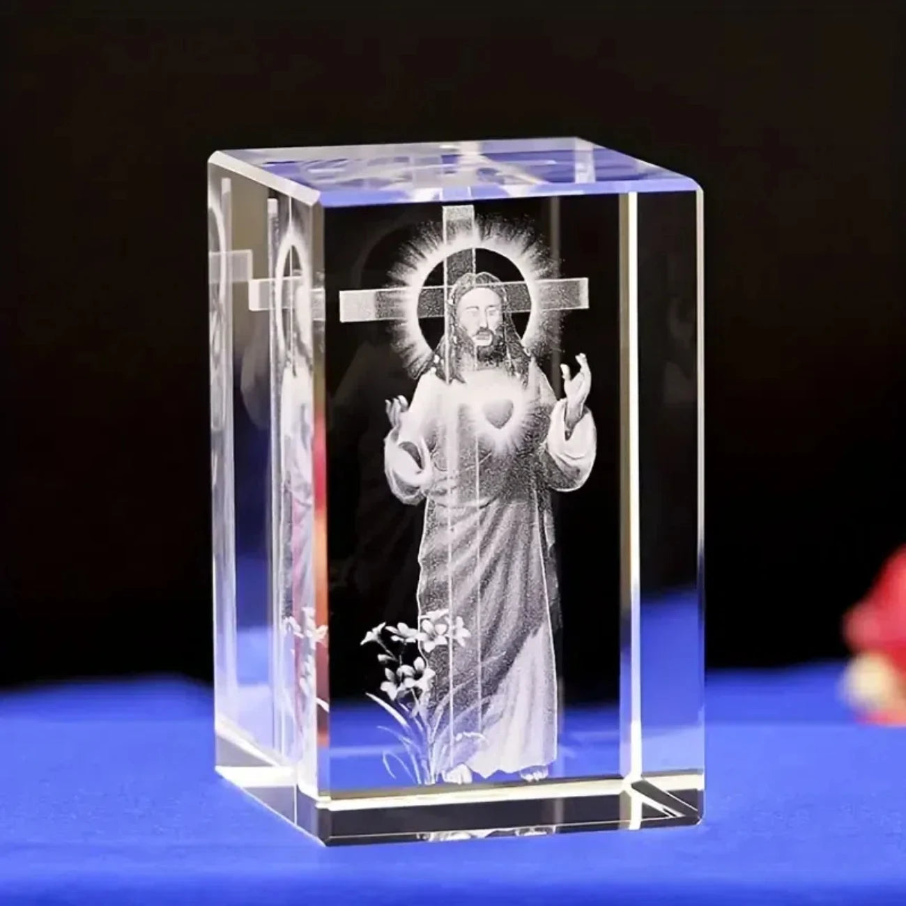 Jesus Crystal Cube Decor 