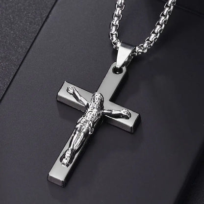 Halskette mit christlichem Kreuzanhänger aus Edelstahl