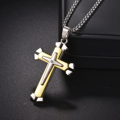 Halskette mit christlichem Kreuzanhänger aus Edelstahl