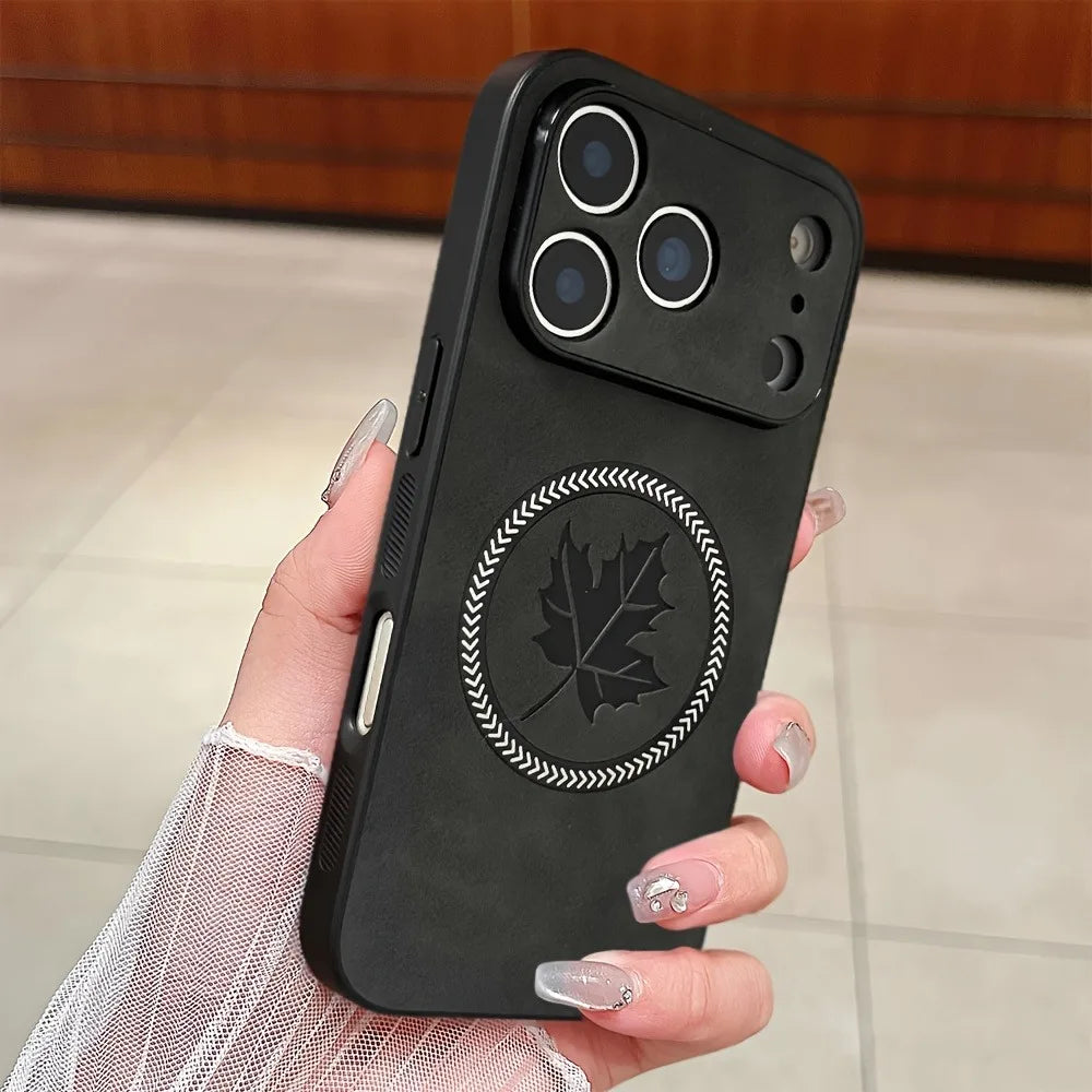 Magnetic Leather Maple iPhone Case 