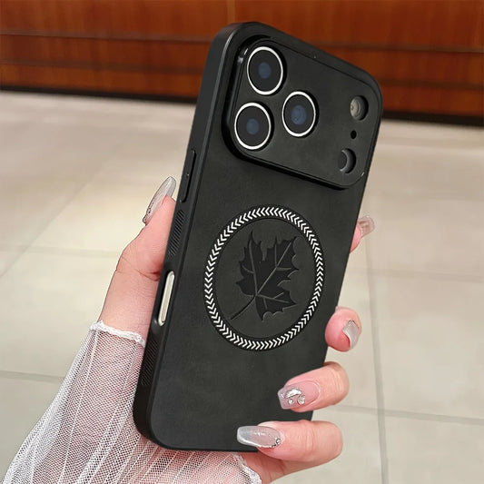 Magnetic Leather Maple iPhone Case 