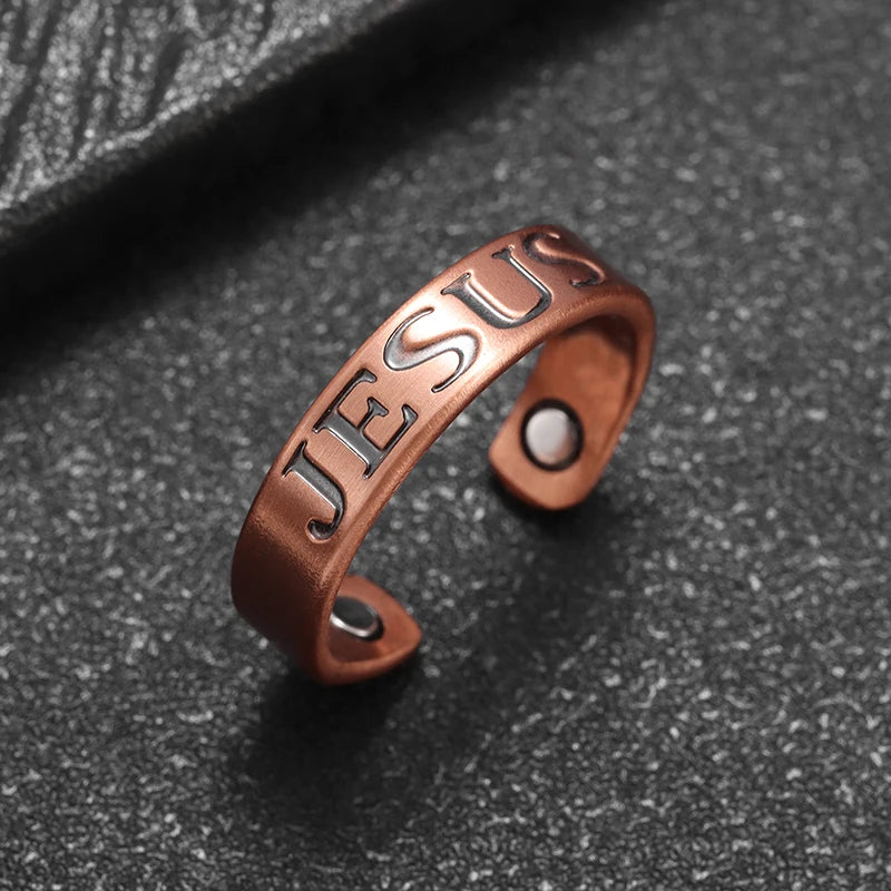 Copper Magnetic Jesus Ring