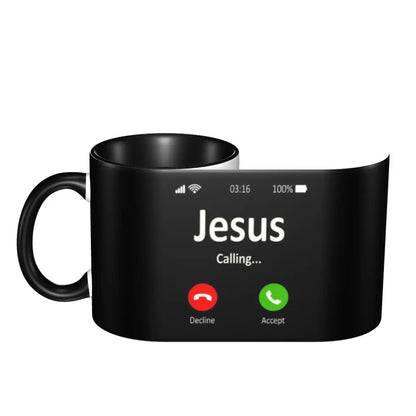 Gesù chiama tazza di ceramica cristiana