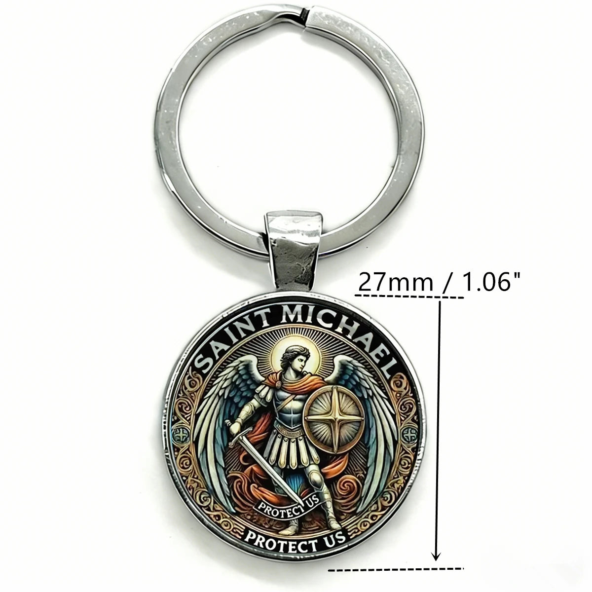 Saint Michael Archangel Keychain with Cross