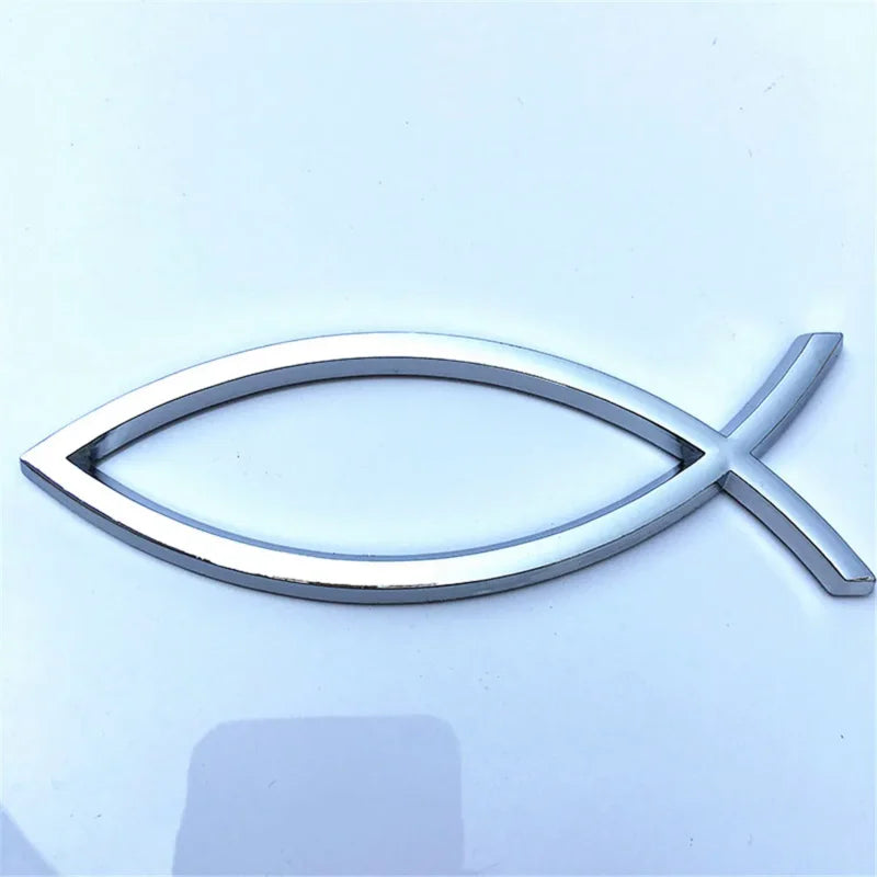Emblema Cristão Cromado Peixe JESUS