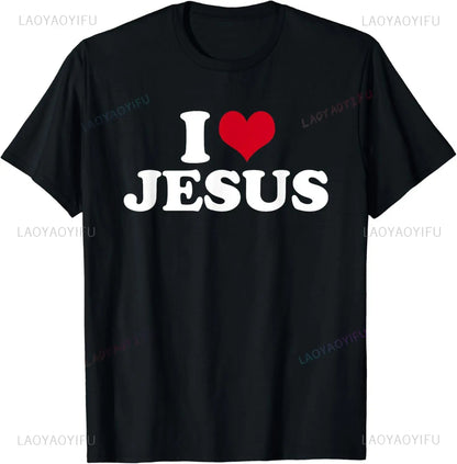 Camiseta de algodão Eu amo Jesus