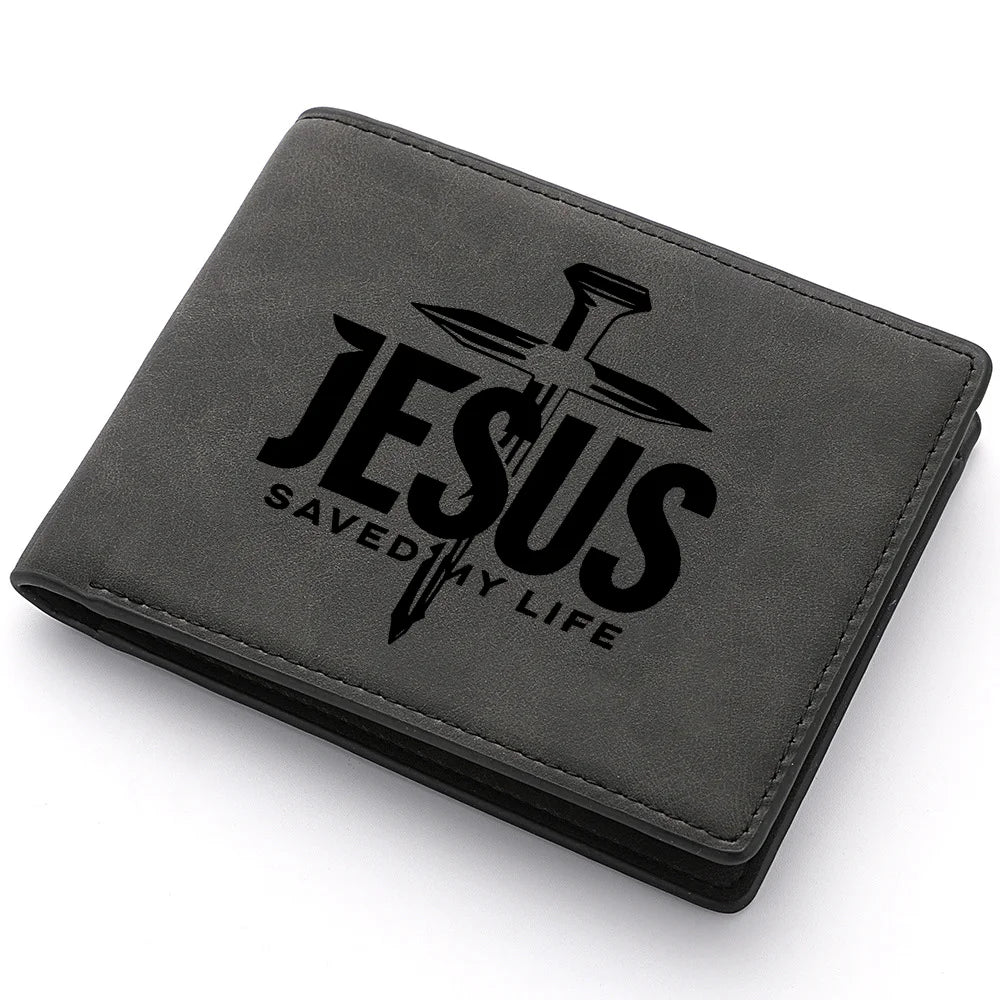 Portofel creștin pentru bărbați – model compact bifold din PU
