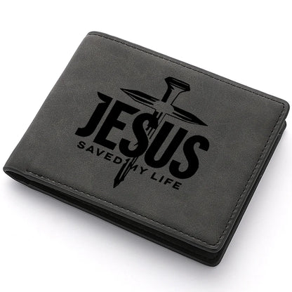 Portofel creștin pentru bărbați – model compact bifold din PU