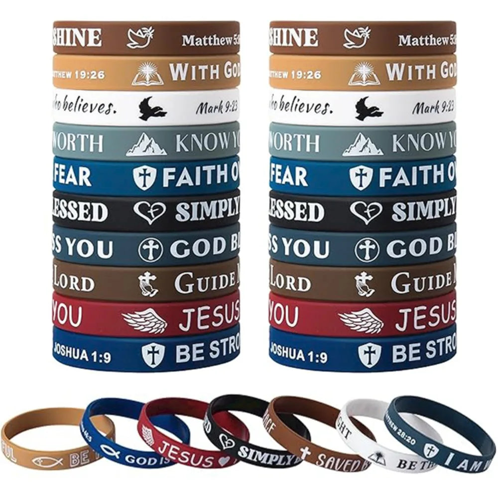 Armbänder mit Bibelversen – Christliches Silikon-Set mit 10 Teilen