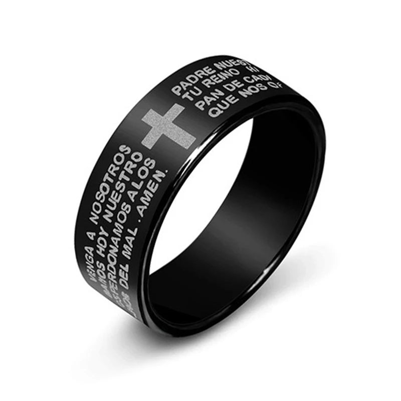 Lord's Prayer Cross Band Ring