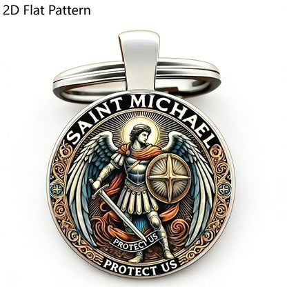 Saint Michael Archangel Keychain with Cross