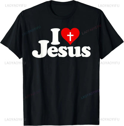 Camiseta de algodão Eu amo Jesus