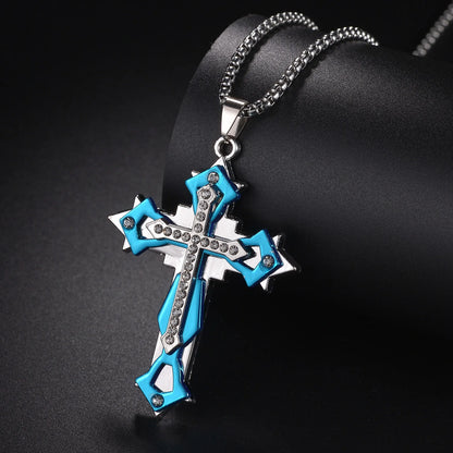 Halskette mit christlichem Kreuzanhänger aus Edelstahl