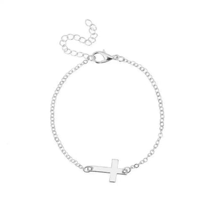 Minimalist Chain Bracelet with Sideways Cross