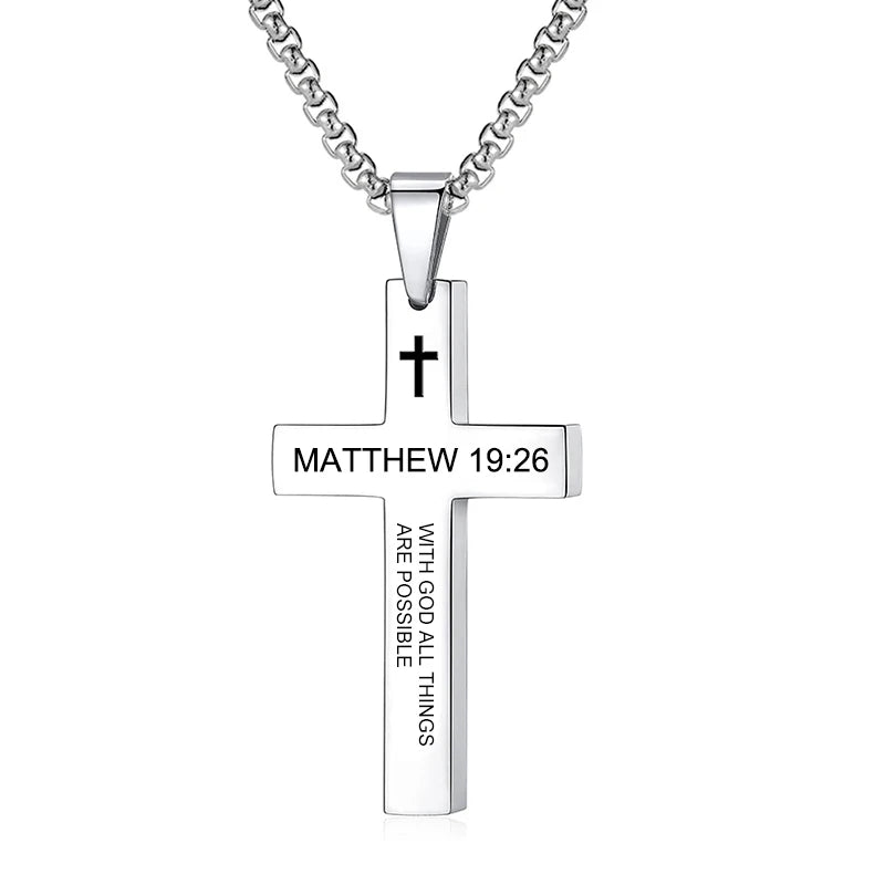 Philippians 4:13 Cross Necklace 