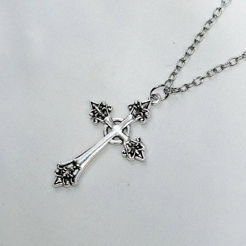 Ornate Gothic Cross Pendant Necklace
