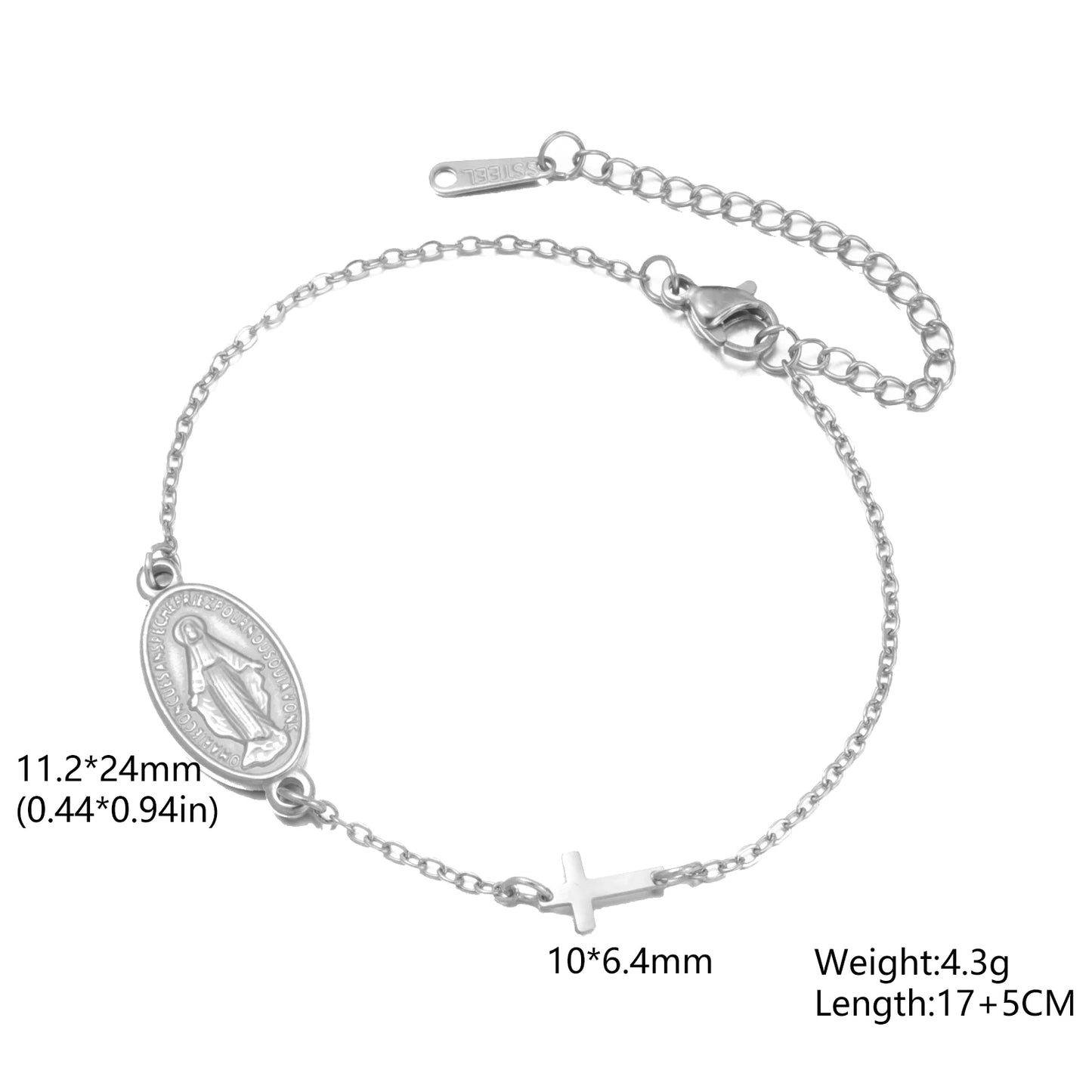 Miraculous Medal & Cross Bracelet