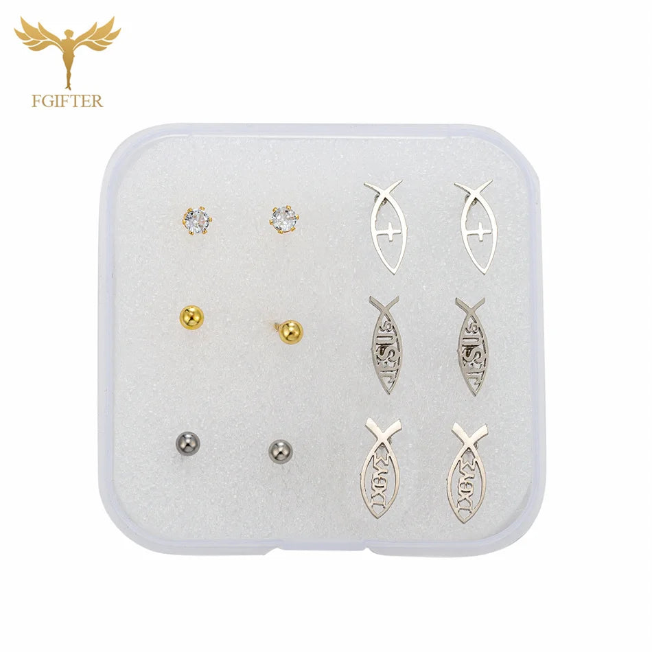Multi-Piece Religious Stud Earring Set