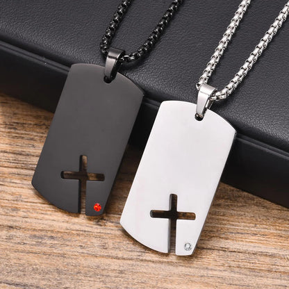 Dog Tag Cross Necklace
