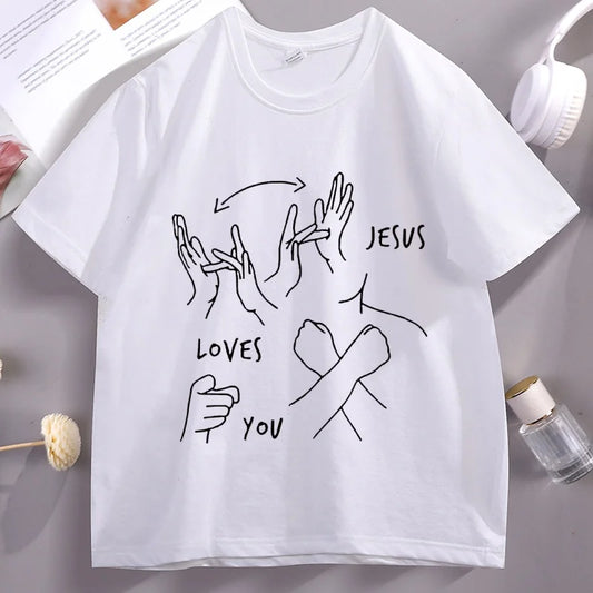 Camiseta Jesus te ama linguagem gestual