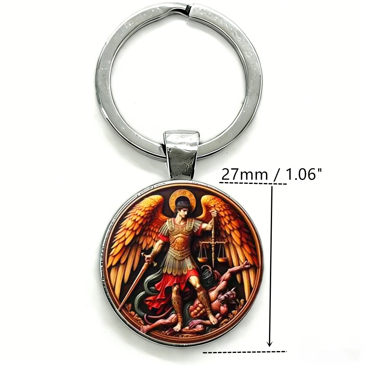 Saint Michael Archangel Keychain with Cross