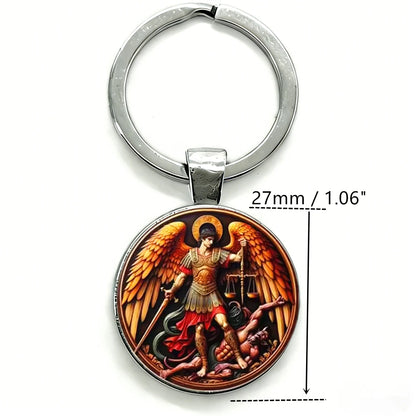 Saint Michael Archangel Keychain with Cross