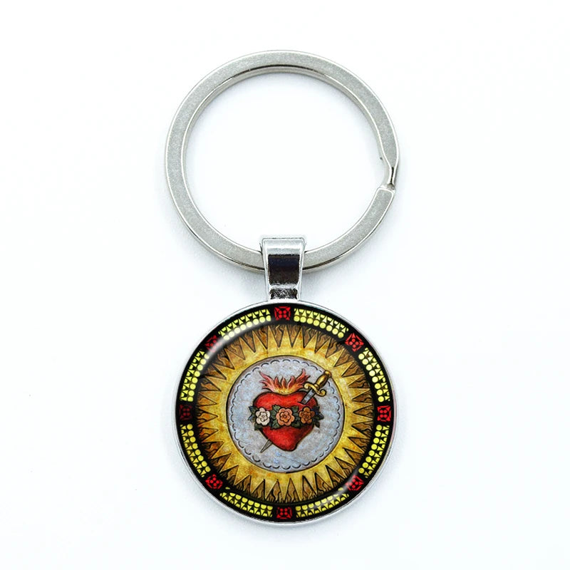 Sacred Hearts Medallion Keyring