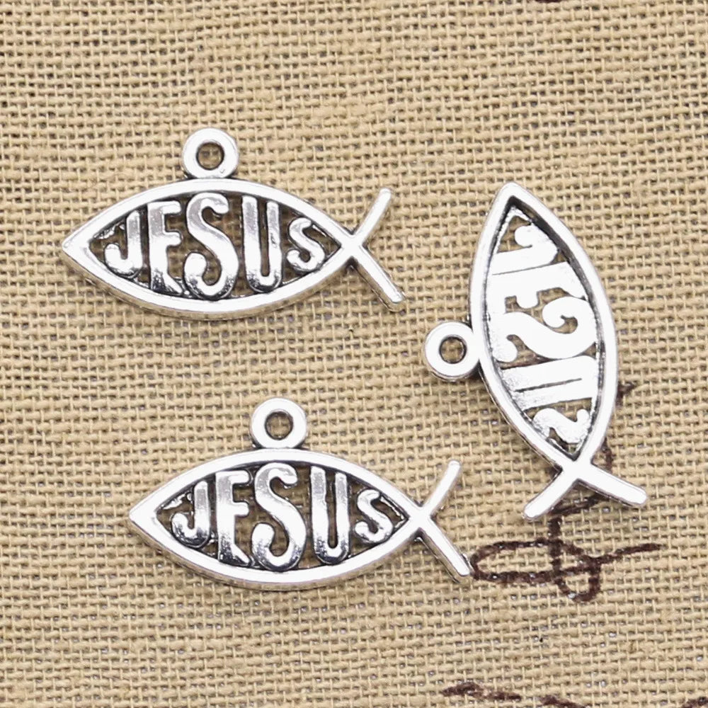 Jesus-Fisch-Anhänger – Antiksilber- & Bronzefarbenes Schmuckzubehör