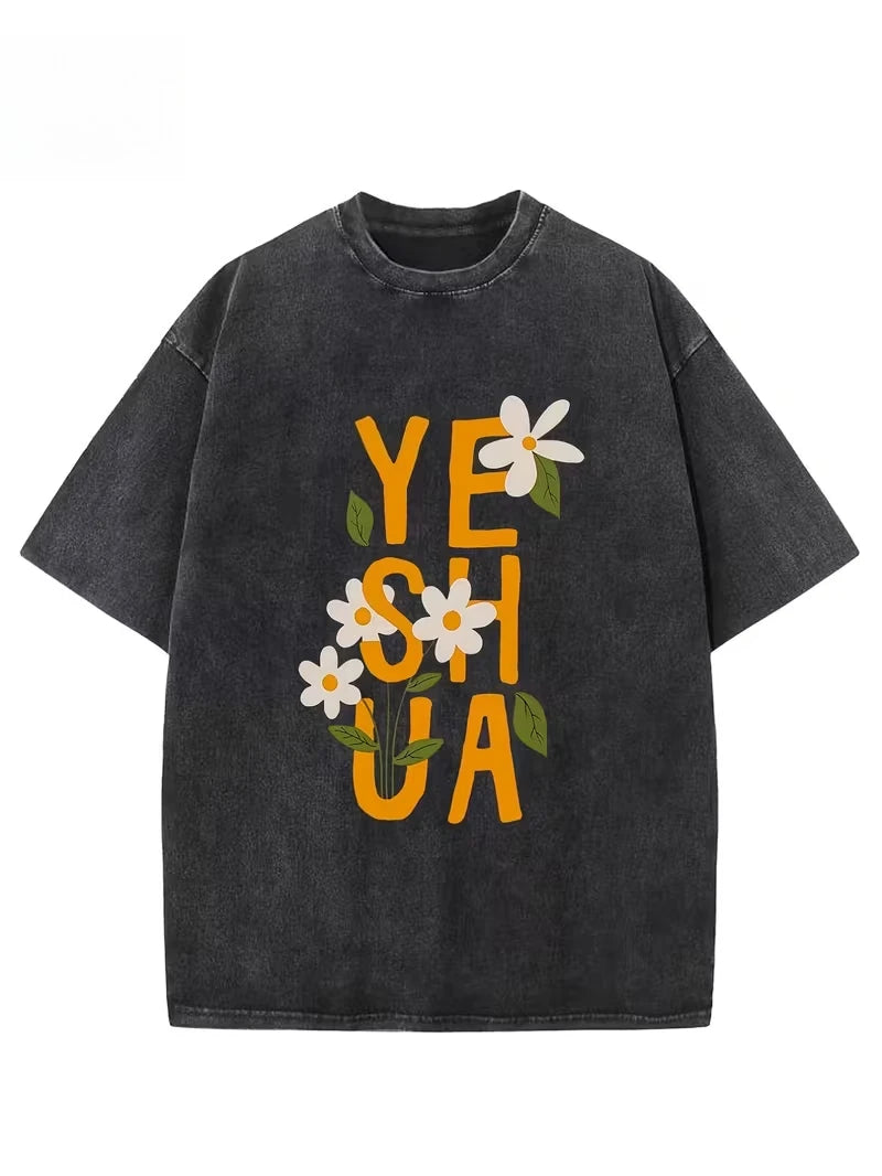 Camiseta Yeshua Floral Lavada