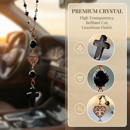 Christian Crystal Cross Car Mirror Pendant