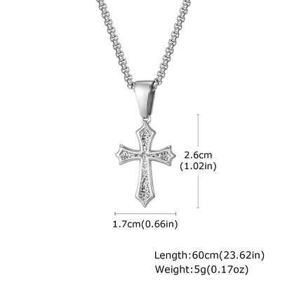 Ornate Textured Cross Pendant Necklace