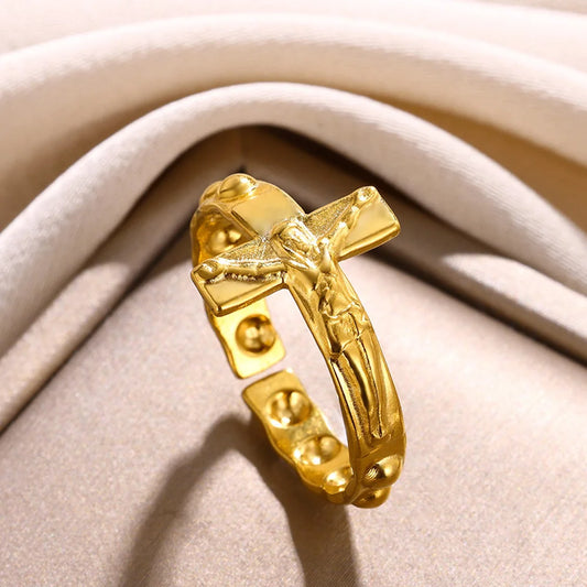 Vintage Jesus Cross Ring