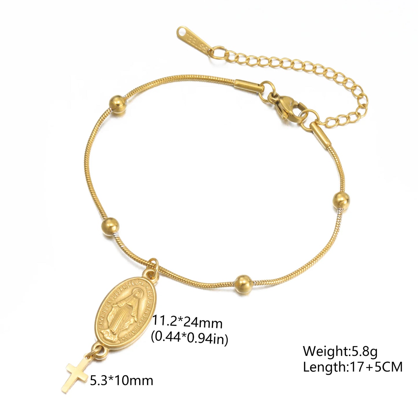 Miraculous Medal & Cross Bracelet