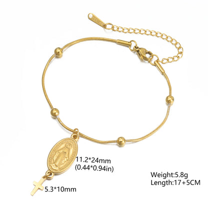 Miraculous Medal & Cross Bracelet