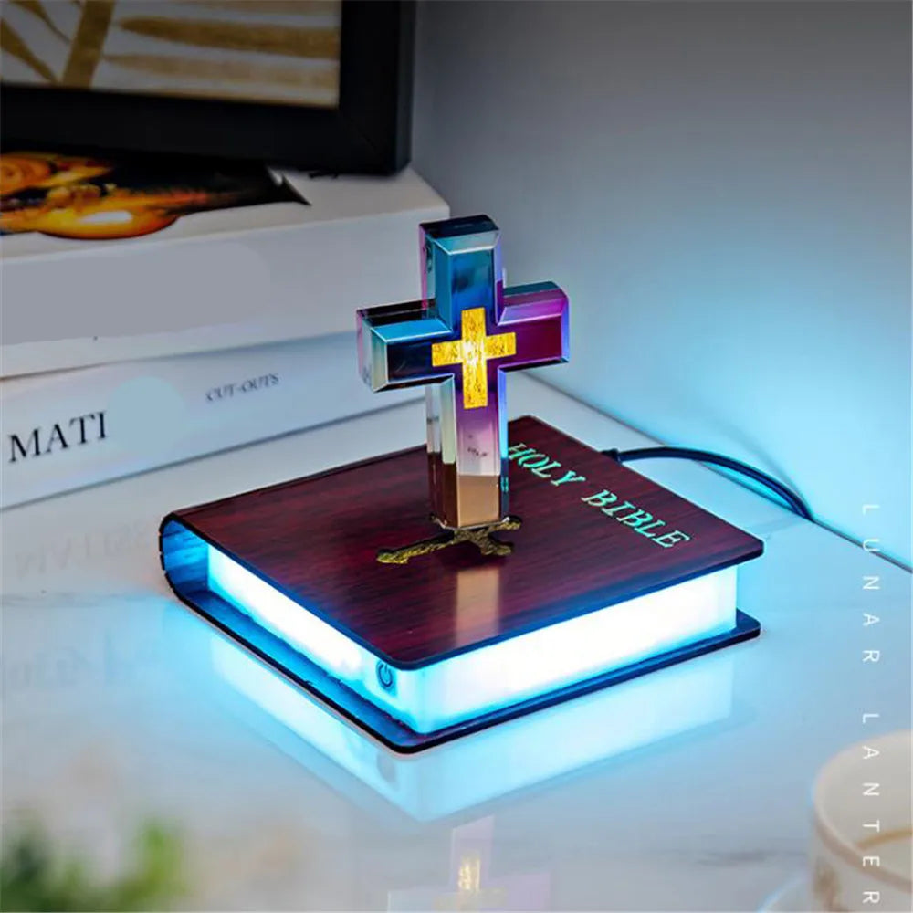 LED Illuminated Bible with Cross Night Light