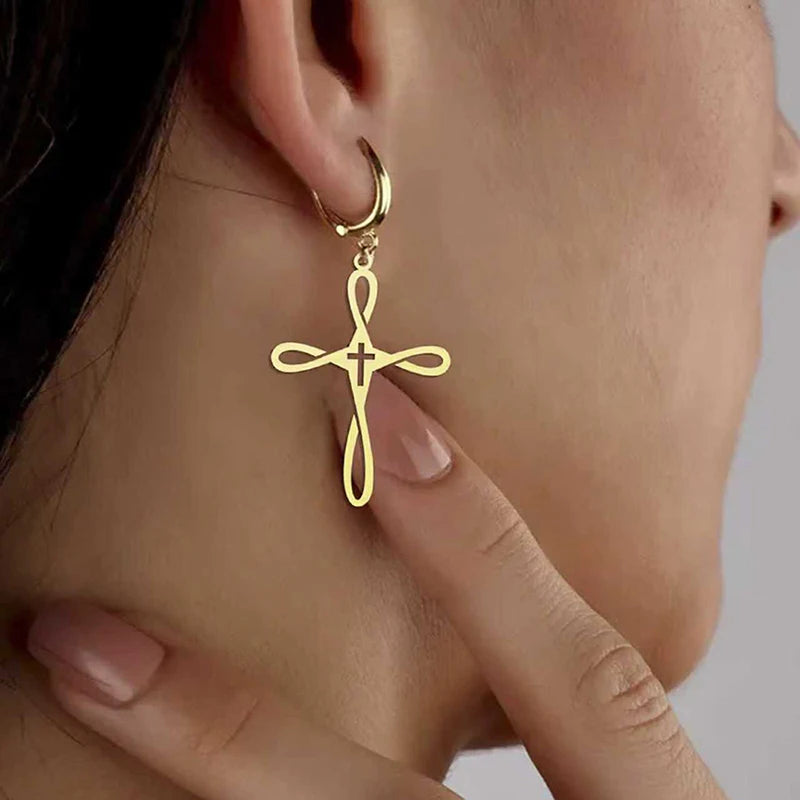 Delicate Open Loop Cross Jewelry Set