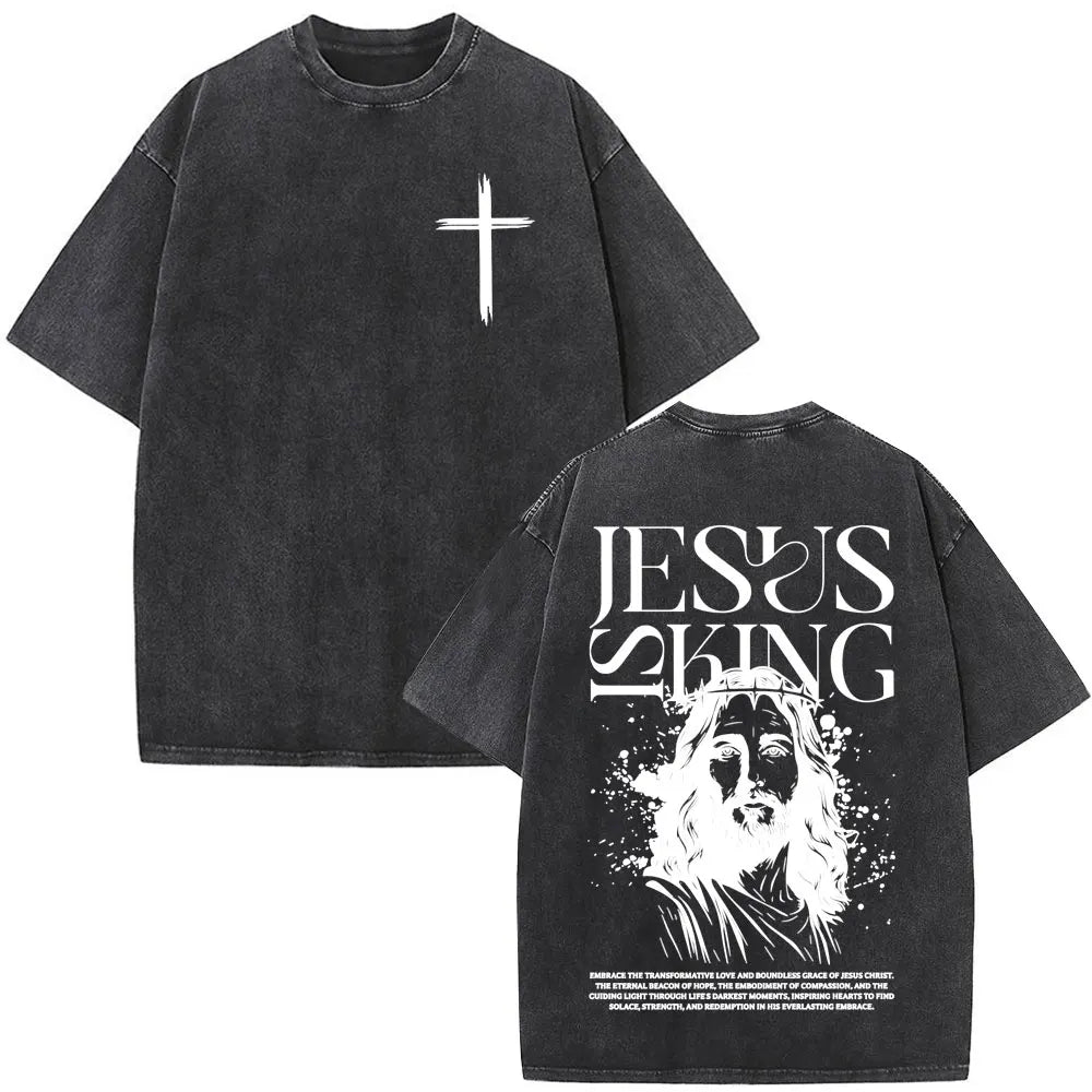Camisa lavada Jesus cristão é rei
