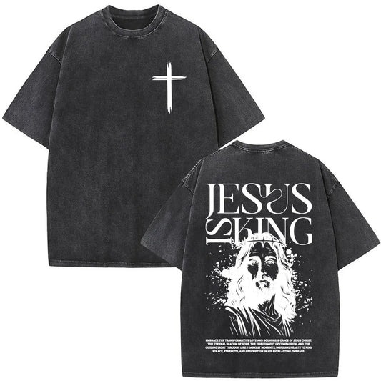 Camisa lavada Jesus cristão é rei