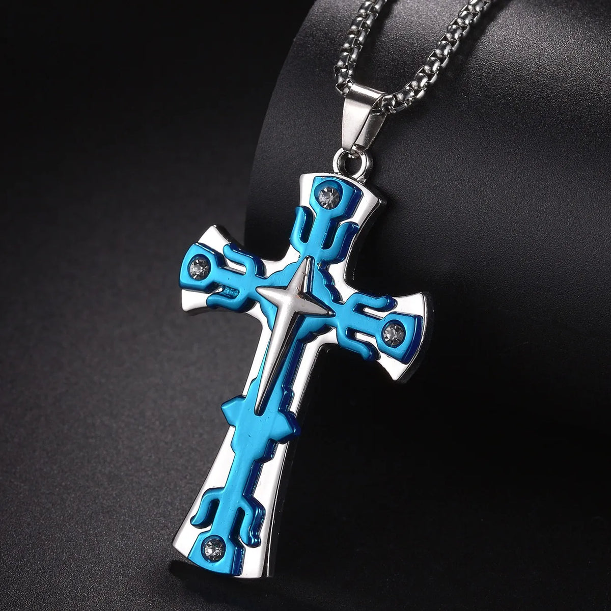 Halskette mit christlichem Kreuzanhänger aus Edelstahl