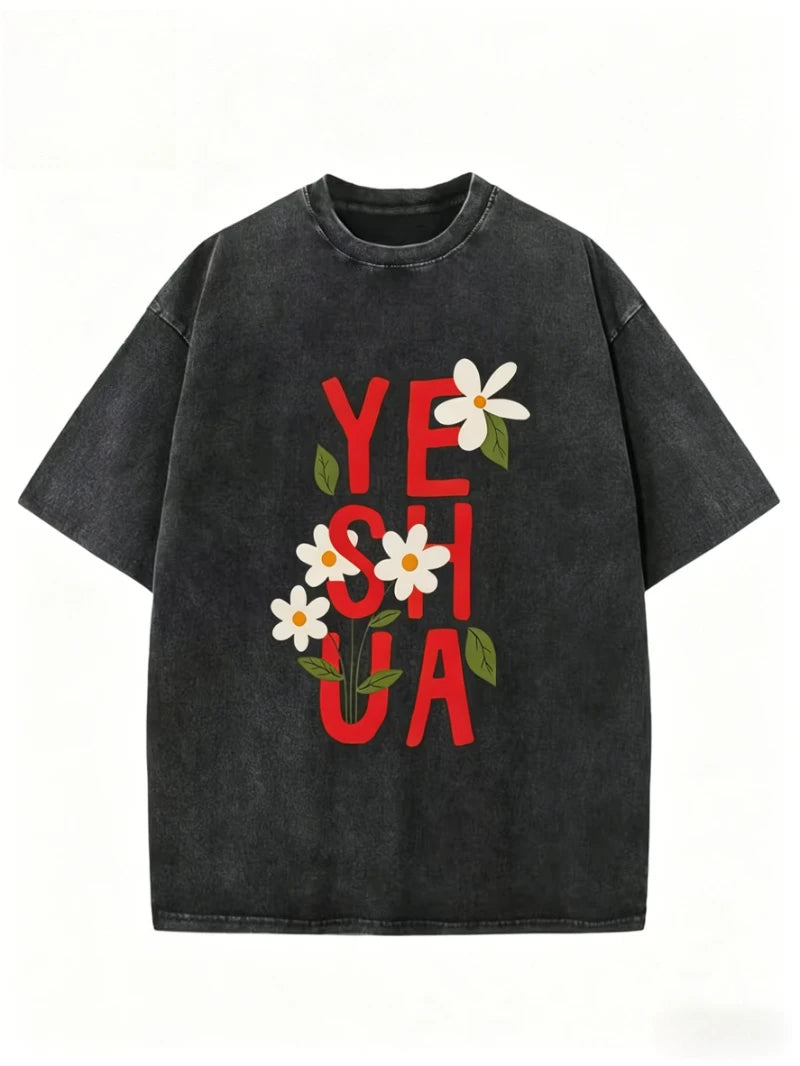 Camiseta Yeshua Floral Lavada