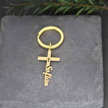 Personalized Cross Keyring